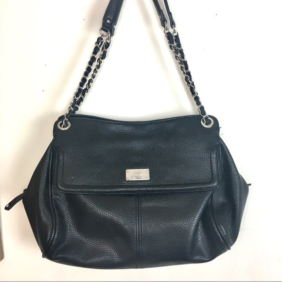 NINE WEST black faux-leather large zipper purse - Picture 2 of 8